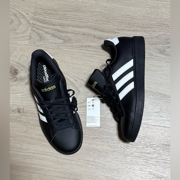Adidas Black Sneakers with White Stripes